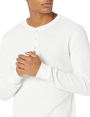 Мъжки приталенная Вафельная риза Хенли Essentials с дълъг ръкав