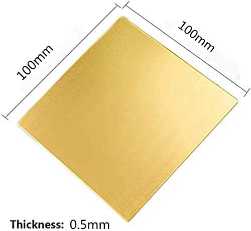 Латунная плоча HAOKTSB Латунная лист плоча е По-висока якост, добра еластичност, добра свариваемость (1 бр.) Лист фолио от чиста мед (размер на: 0.5 mm x 100 mm x 100 mm)