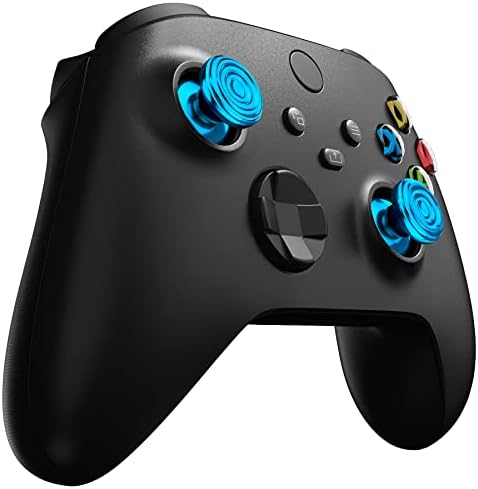 Обичай Сини Метални пръчки eXtremeRate контролера на Xbox X series/S, Аналогов джойстик от алуминиева сплав с Концентрични кръгове за Xbox One S/ X, Разменени Джойстик за Xbox One Standard El