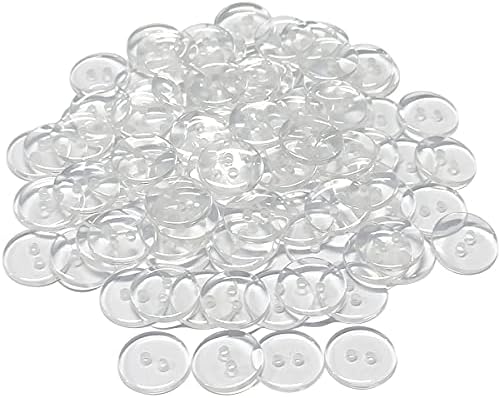 100 Бр Копчета с 2 дупки, Прозрачни Копчета от Смола за Шиене и занаяти собствените си ръце (3/5 инча)