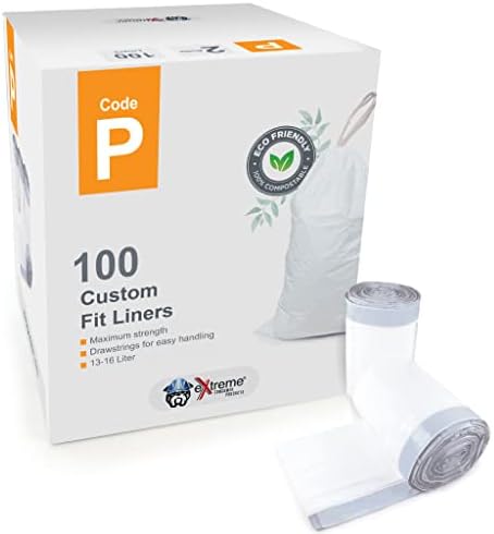 Съвместимост с Simplehuman Code P - Трайни пластмасови торби за боклук с бял цвят по поръчка с завязками, 50-60