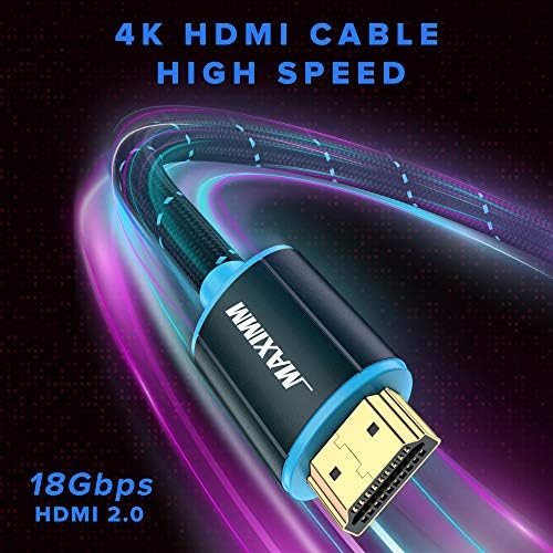 Кабел HDMI 4K Ultra HD 12 Фута (3 опаковки) Кабел HDMI 2.0 в найлонов оплетке, Висока скорост 18 Gbit/с 4K @ 60