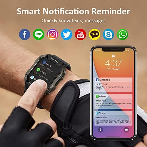 Смарт часовници AMAZTIM за мъже и жени-5ATM/IP69K, Водоустойчив фитнес тракер, умни часовници за iPhone Android с пульсометром, часовници за измерване на кръвно налягане - 1,71 , такт