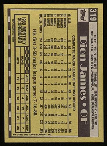 1990 Topps # 319 Дион Джеймс Кливланд Индианс (Бейзболна картичка) NM/MT Индианс