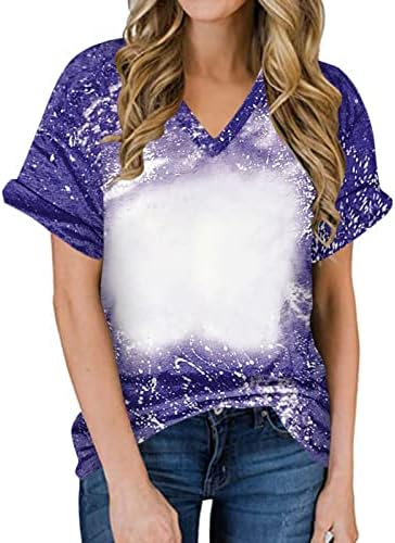 Дамски Блузи с V-образно деколте, Базова Лятна Тениска С принтом под формата на тай-боя, Модни Свободни Ризи 2023,