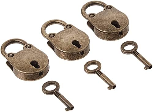 kathson Old Vintage В Старинен Стил Мини-Архаични Катинари Key Lock с ключ (Лот от 3, Антики, Любов)) (Античен стил)