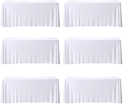 NSSONBEN 6 Опаковки Бели Покривки от Ликра, Без бръчки за Правоъгълни маси с дължина от 6 фута, 3 Начина Растягивающихся