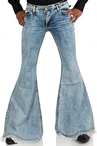 Мъжки Суров Реколта Панталони 60s 70s с Расклешенным Дъното и Пискюли, Панталони Участък-Намаляване, Класически